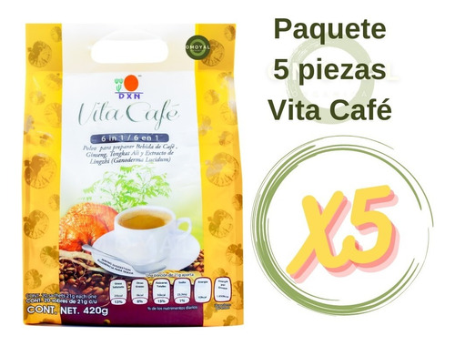 Dxn 6 En 1 Vita Café Pack 5 Unidades (20 Sobres C/u)