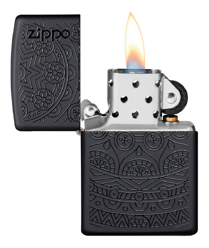 Imagen 3 de 10 de Encendedor Zippo Lighter Tone On Tone Design Negro