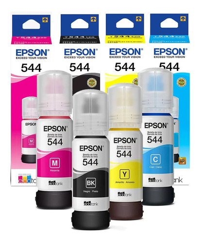 Imagen 1 de 8 de Tinta Epson 544 L3210 L3250 L3150 Kit 4 Colores Originales C