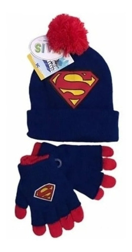 Gorro + Guantes Para Niños Dc Superman 