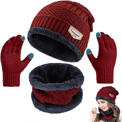 Conjunto Gorro Cálido Bufanda Y Guantes Unisex 3 Piezas