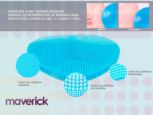 Imagen 5 de 8 de Cepillo Facial Eléctrico Siliconado Ultrasonico Maverick