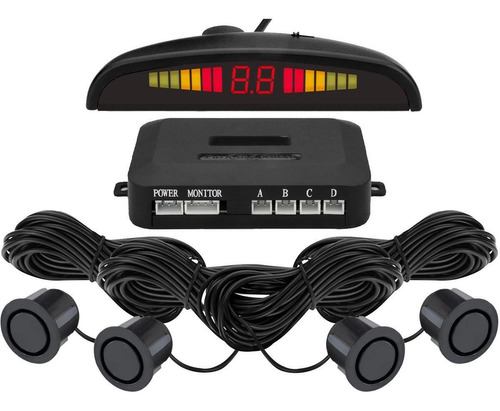 Kit X4 Sensores De Estacionamiento Universal Auto Distancia Color Negro