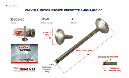 Valvula Escape Chevrolet Chevette.1.4-1.6