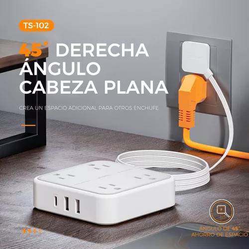 Regleta 4 enchufes blanca con enchufe plano 420043