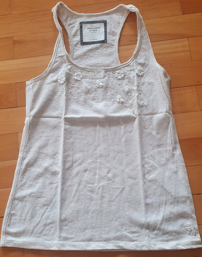 Musculosa Abercrombie Con Mostacillas Talle Small Beige