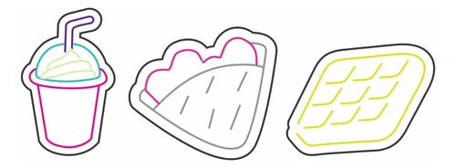 3 Piezas Letreros Led Neon, Frappe, Crepa, Waffle, De 40cm