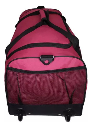 Sacola De Viagem Com Rodinhas De Bordo Em Poliéster Sa0925 Cor Vinho Lisa
