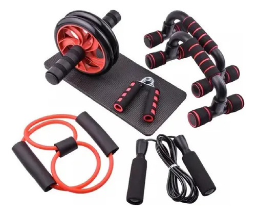 Hapemein ® Kit Rodillo Abdominal Barras Push-up Cuerda Ejercitador Mano