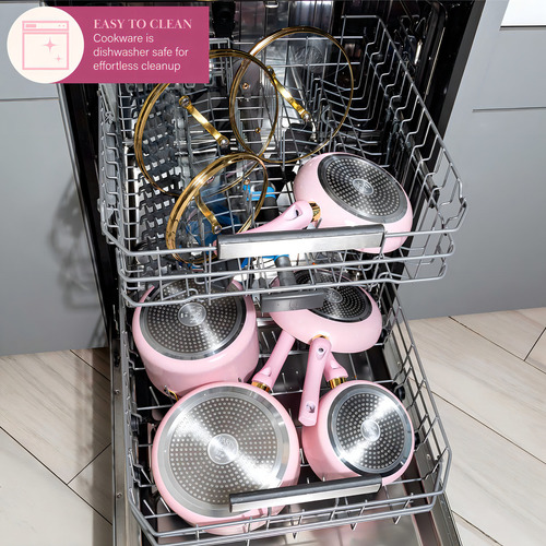 Paris Hilton Juego De Utensilios De Cocina Con Tapa De Borde Color Rosa