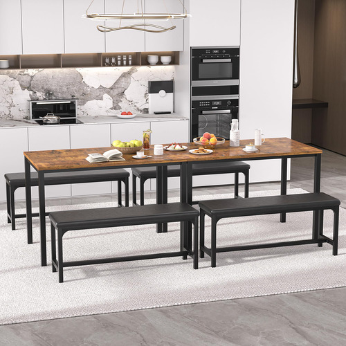 Vecelo Mesa De Cocina Extensible De 3 Piezas De 63 Pulgadas Color De La Tapa Color De Las Patas