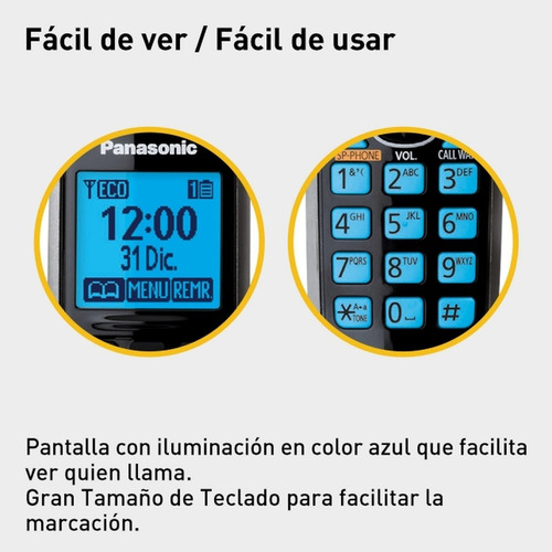Teléfono Inalámbrico 2 Auriculares Kx-tg4112meb Color Negro