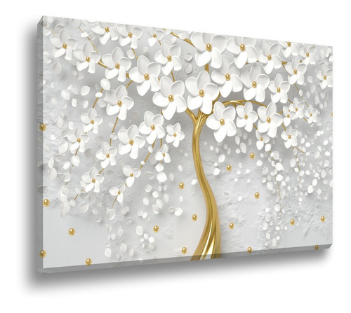 Quadro Decorativo Canvas Grande Cerejeira Brancas 60x90 Cor Impressão Em Alta Resolução Cor Da Armação Tecido Canvas Borda Infinita