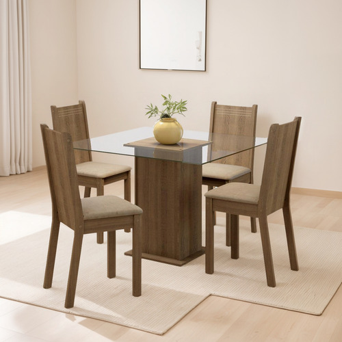 Juego De Comedor Con Mesa Y 4 Sillas Madesa Magda Msc