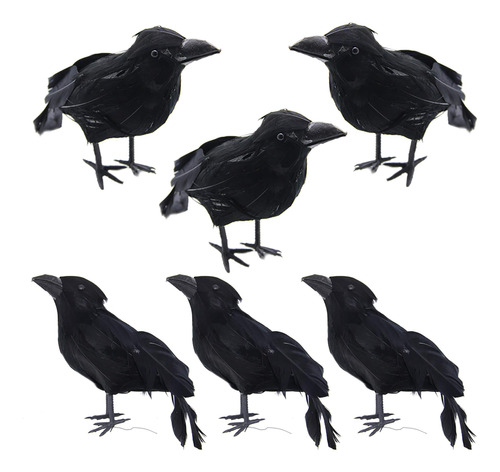 Atdawn Cuervos Con Plumas Negras De Halloween, Decoracin Rea