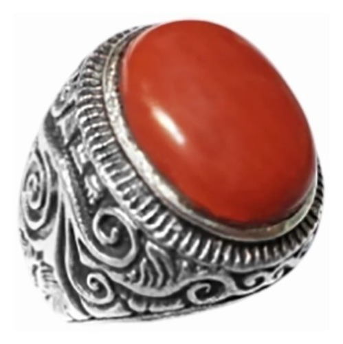 Anillo Jaspe Rojo Macizo Plata Mod: Indra  A6