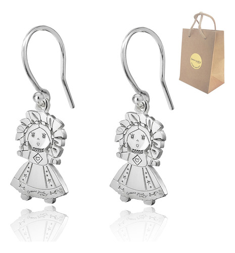 Aretes Muñeca Mexicana Lele Plata .925 Besame
