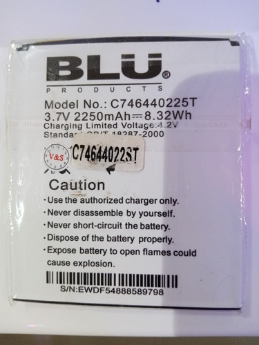 Batería Blü Modelo C746440225t De 2250mah Nueva Certificada 