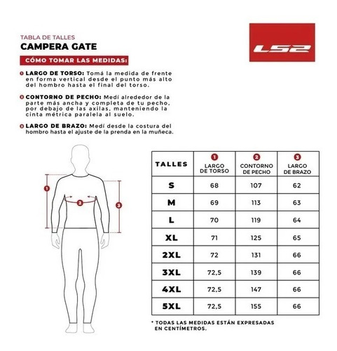 Imagen 8 de 9 de Campera Moto Ls2 Cordura Hombre Gate Protecciones