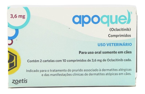 Apoquel Dermatológico Anti Coceira Cães 3,6 Mg