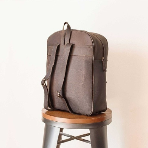 Mochila Bolsa Mujer Laptop Impermeable Backpack Piel Yayas Color Café Oscuro