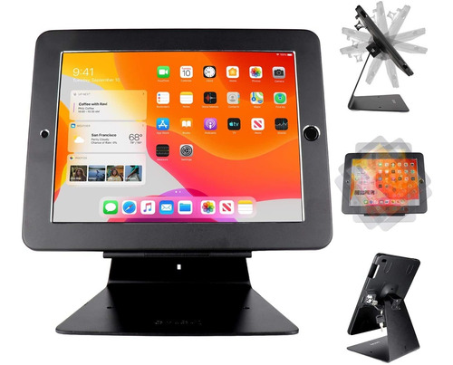 Soporte Antirrobo Negro Compatible Con iPad 8° 2020, 10.2 