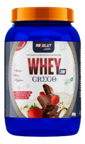 Whey Protein 3w Grego 900g Abs Absolut Nutrition (trisabor) Sabor Morango,chocolate,baunilha