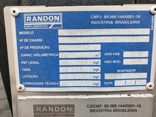 Carreta Tanque Inox Randon Ano 2018/2019 C/ Serpentina