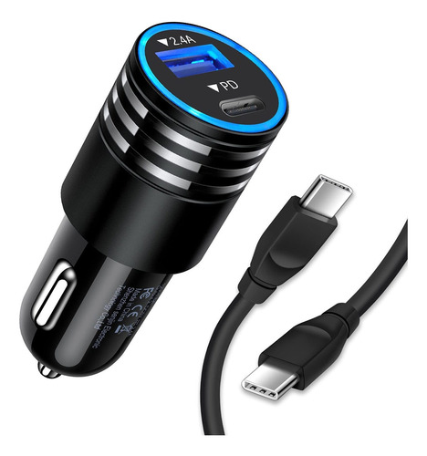 Cargador Rapido Para Automovil Usb C, Pd Y Mini Adaptador 