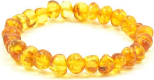 Pulsera De Ámbar Báltico En Banda Elástica - Pulsera De Cuen