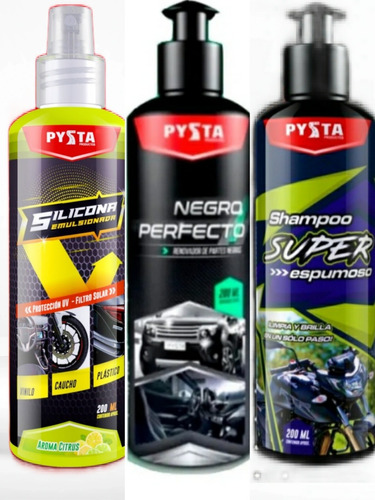 Promo Kit Limpieza 200ml Pysta  Negro, Shampoo, Silicona 