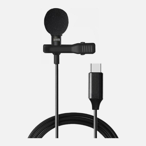 Microfono Corbatero Tipo C Samsung Xiaomi Grabar Celular Color Negro