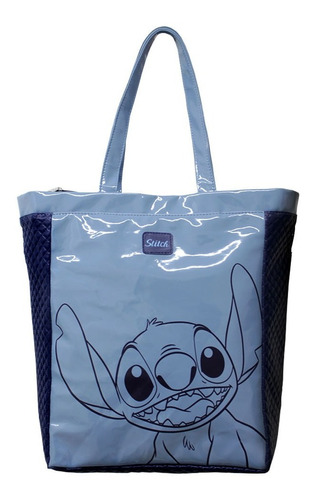 Bolsa Feminina De Ombro Shopping Bag Stitch Disney Original Cor Azul-aço