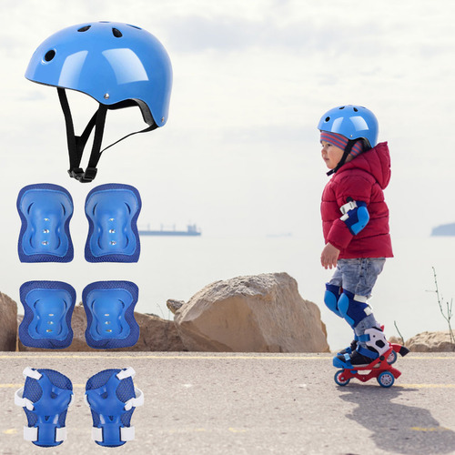 Juego De 7 Cascos Para Niños Y Niñas En L, Rodilleras Y Code
