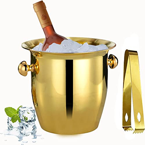 Ice Buckets - Champagne Ice Bucket With Tongs, Golden T...