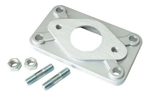 Base Carburador Aluminio Adapta Solex 2 Boca A Holley 1 Boca