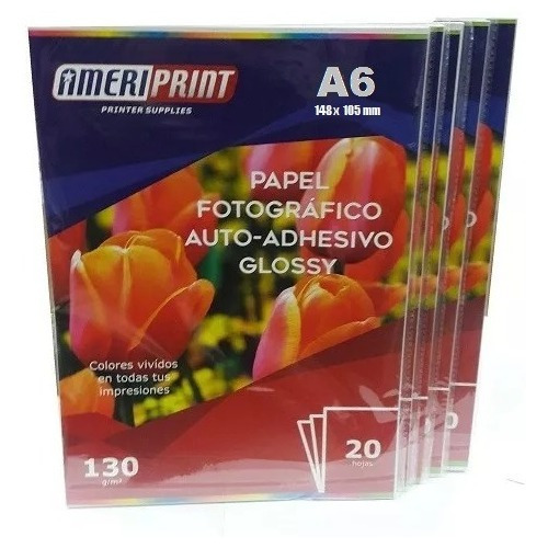 Papel Fotografico Glossy Adhesivo 130g A6 (20hojas) X 10pack