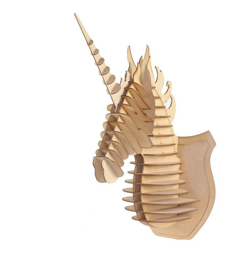 Imagen 7 de 10 de Cabeza Unicornio Mdf Cabeza De Animal Trofeo Rompecabezas 3d