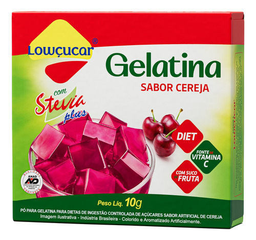 Mistura Gelatina Com Stevia 10g Sabores Diversos Kit Com 8