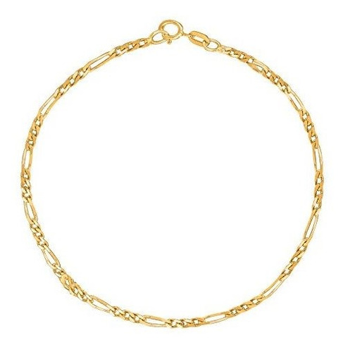 Imagen 1 de 5 de Tobillera De Cadena Figaro De Oro Amarillo Real De 14k, 10
