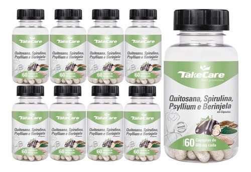 Quitosana, Spirulina, Psyllium, Berinjela 600mg Emagreça