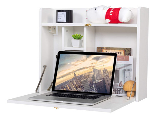 Mesa De Computadora Plegable Multifuncional Estantes De...
