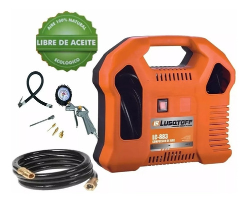 Compresor de aire mini eléctrico portátil Lüsqtoff LC-883 monofásico 180L 0.33hp 220V 50Hz naranja/negro
