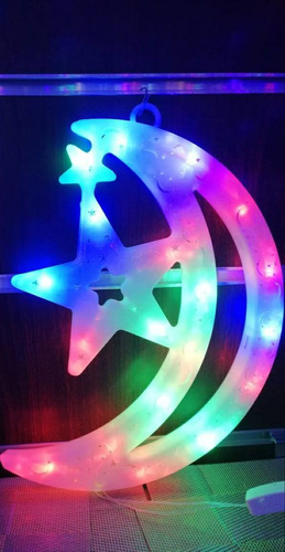 Luna Luminosa De Navidad Luces Led Multicolor Figura Led