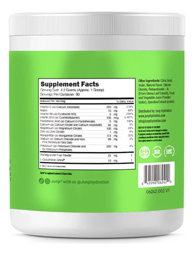 Junp Mezcla De Electrolitos En Polvo 423g Manzana Verde