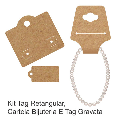 Kit Tag Retangular, Cartela Bijuteria E Tag Gravata