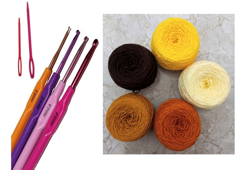Kit De Crochet 4 Agujas, 5 Hilos Macramé Colores Wayú