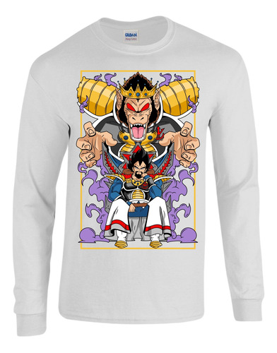 Camiseta Manga Larga Dragon Ball Rey Veguta Serie White Md66