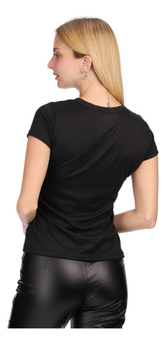 Playera Negra De Mujer Con Foil Rosa Metalico Boy London