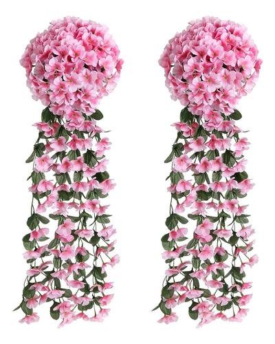 Flores Colgantes Flor Violeta Artificial Pared Rosa 2piezas